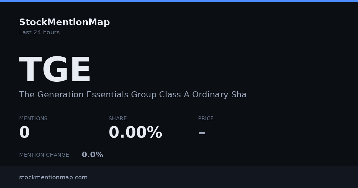 TGE — The Generation Essentials Group Class A Ordinary Shares